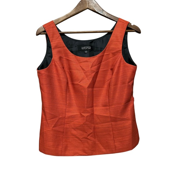 Kasper Women's Sleeveless Top Red Textured Career Work Office Party - Picture 1 of 6